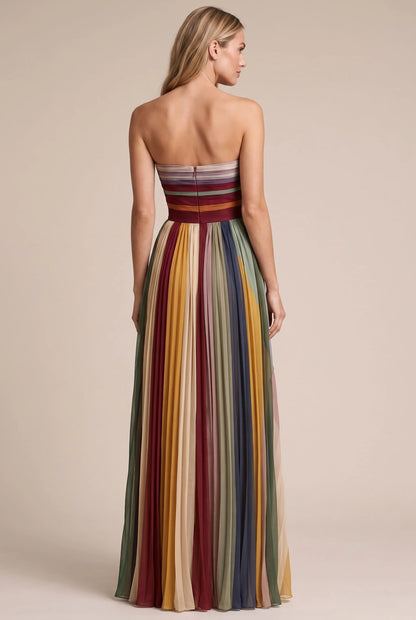 Pleatopia | Wielokolorowa Elegancka Sukienka Maxi