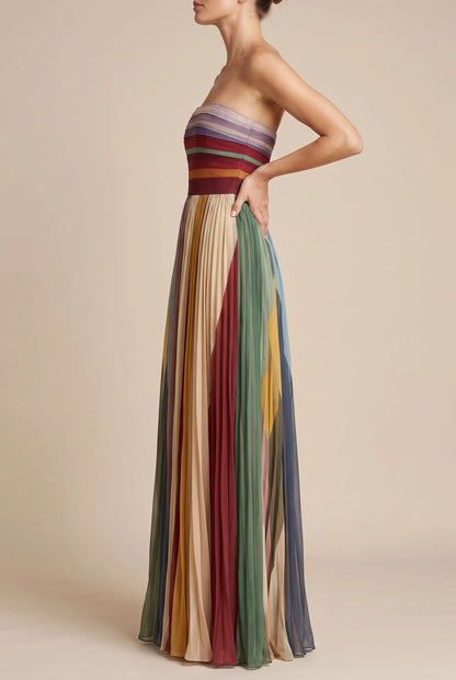 Pleatopia | Wielokolorowa Elegancka Sukienka Maxi