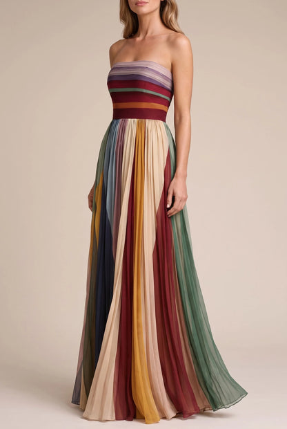Pleatopia | Wielokolorowa Elegancka Sukienka Maxi