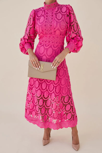 Saphia | Elegancka Sukienka Z Ażurowym Wzorem