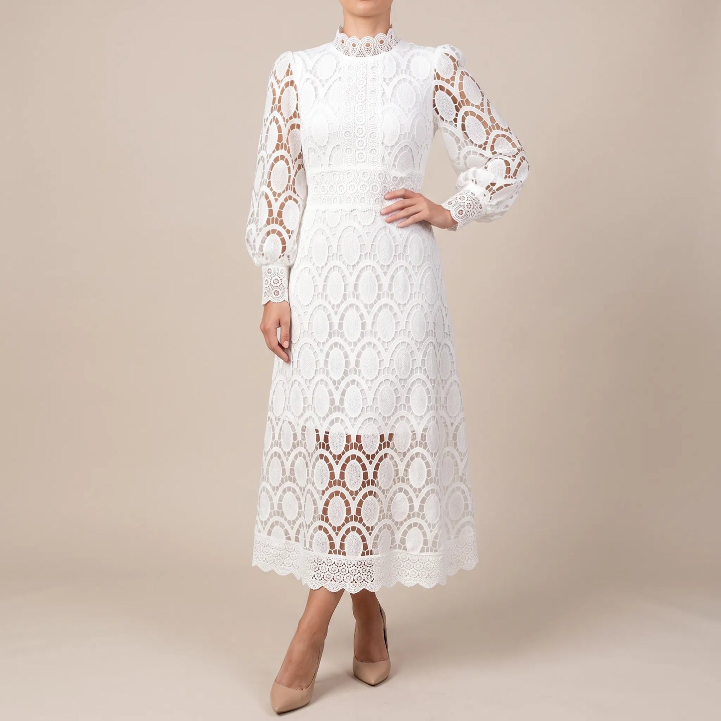 Saphia | Elegancka Sukienka Z Ażurowym Wzorem