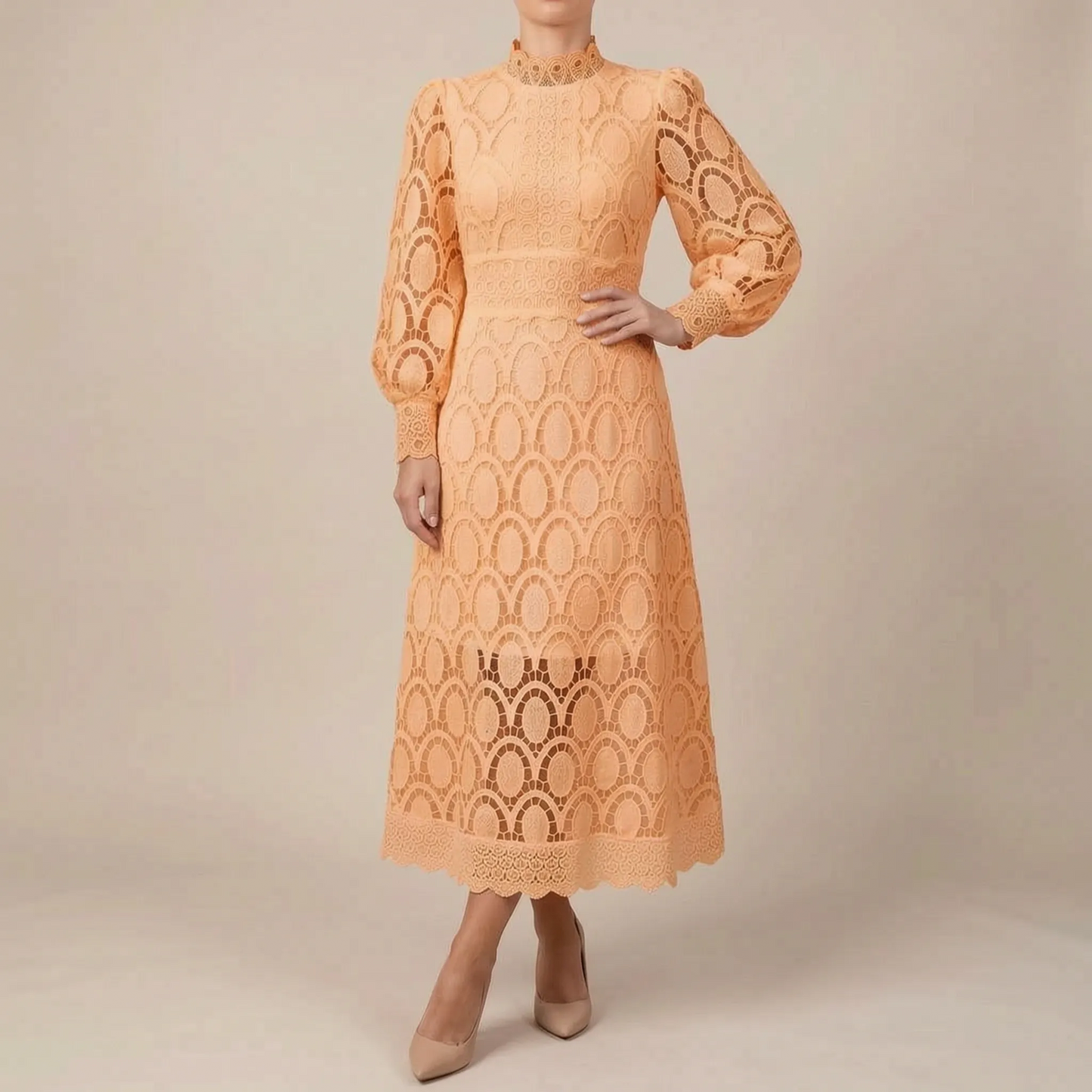 Saphia | Elegancka Sukienka Z Ażurowym Wzorem