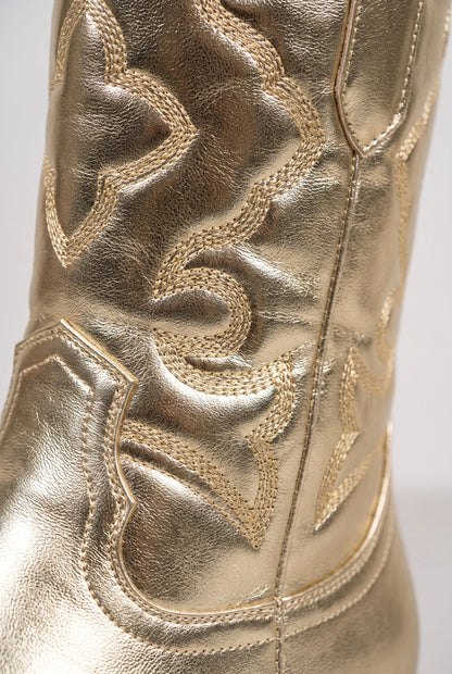 SilverStride | Metaliczne Kozaki Kowbojki Damskie