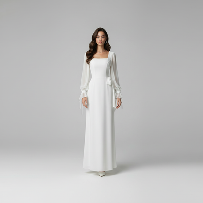 Sukienka Maxi z Długim Rękawem | Elegancka Sukienka na Wesele