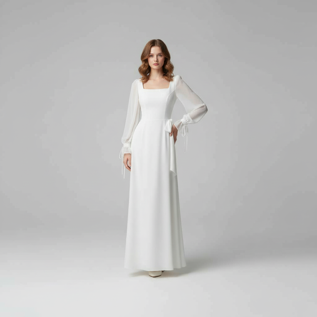 Sukienka Maxi z Długim Rękawem | Elegancka Sukienka na Wesele