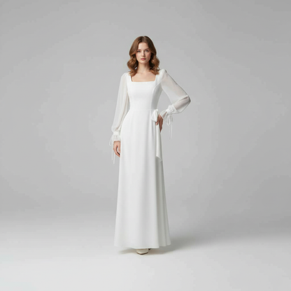 Sukienka Maxi z Długim Rękawem | Elegancka Sukienka na Wesele