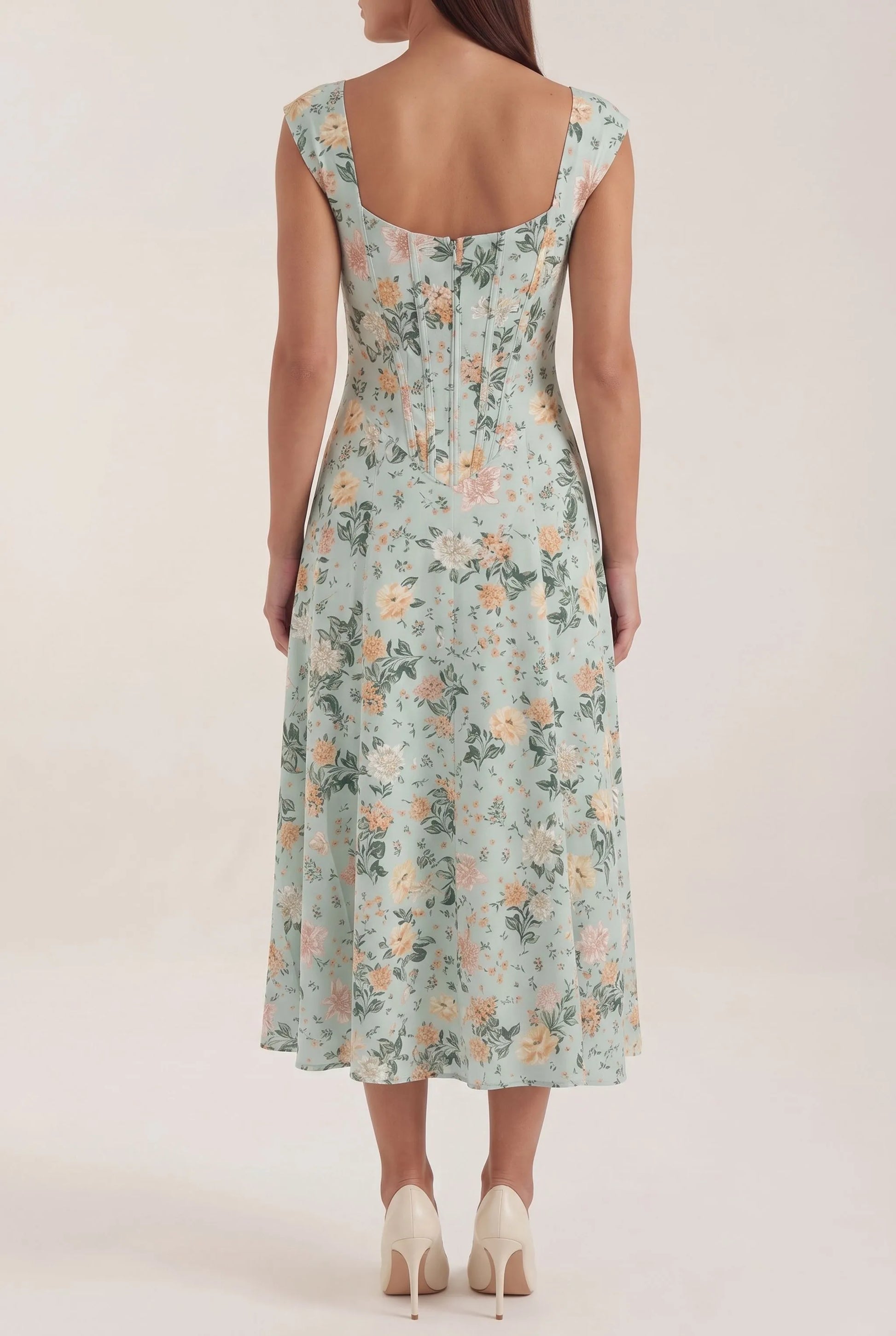 Sumira | Florales Midi-Kleid In A-Linie
