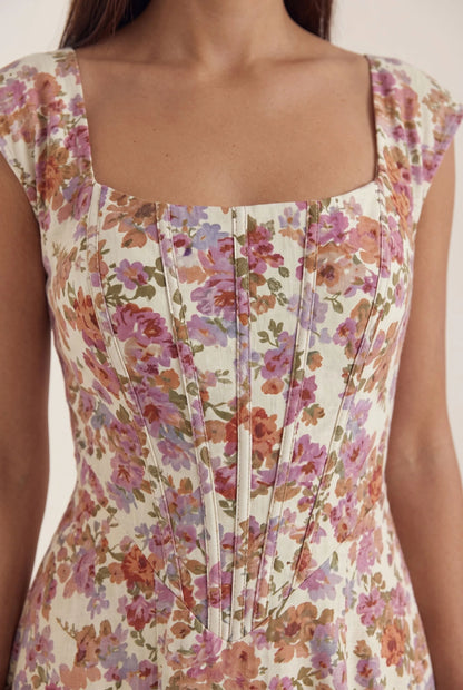 Sumira | Florales Midi-Kleid In A-Linie