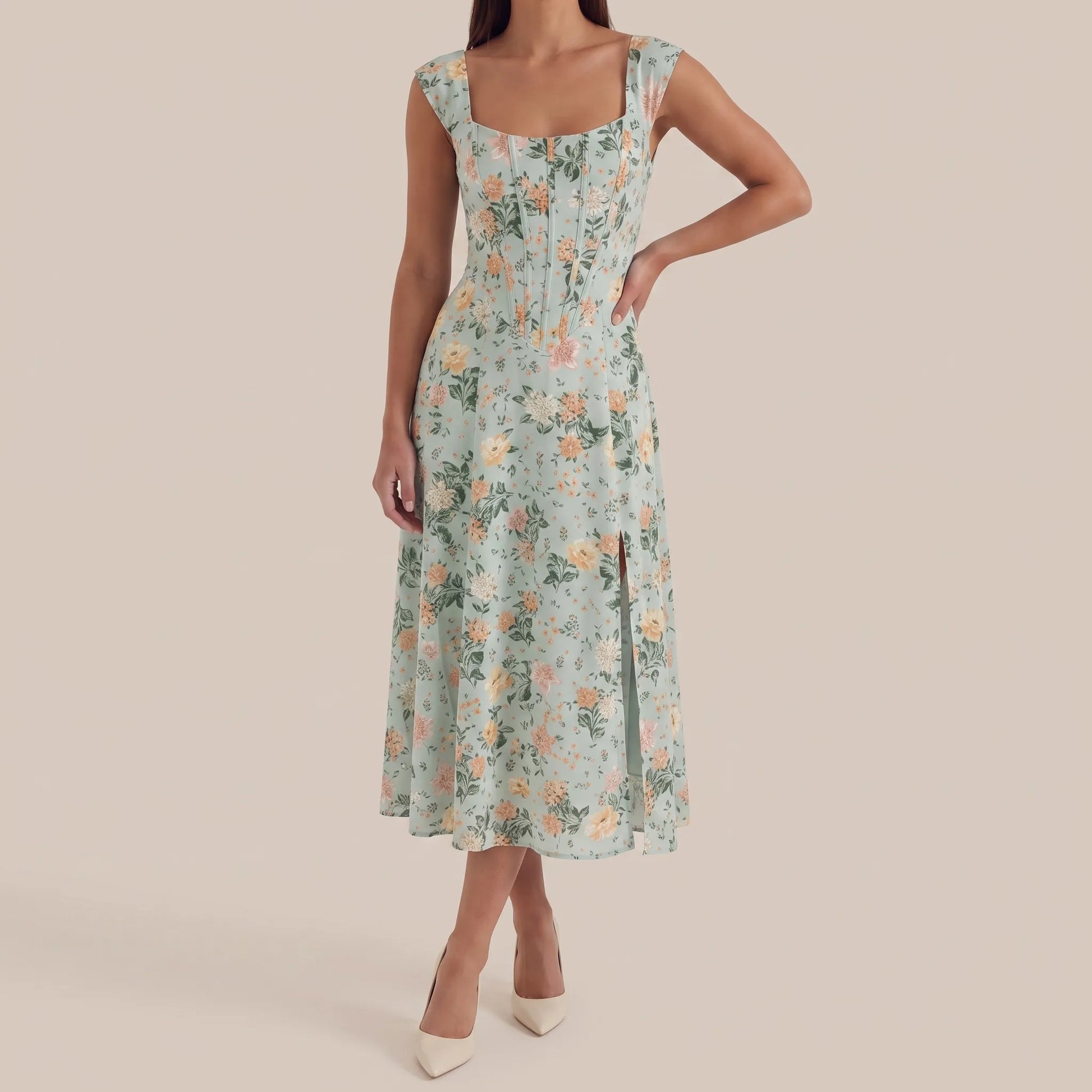 Sumira | Florales Midi-Kleid In A-Linie