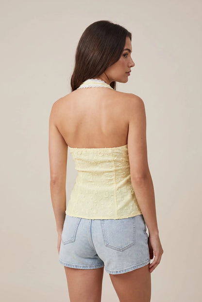Vespen | Jasnożółty Top Damski Z Dekoltem Halter