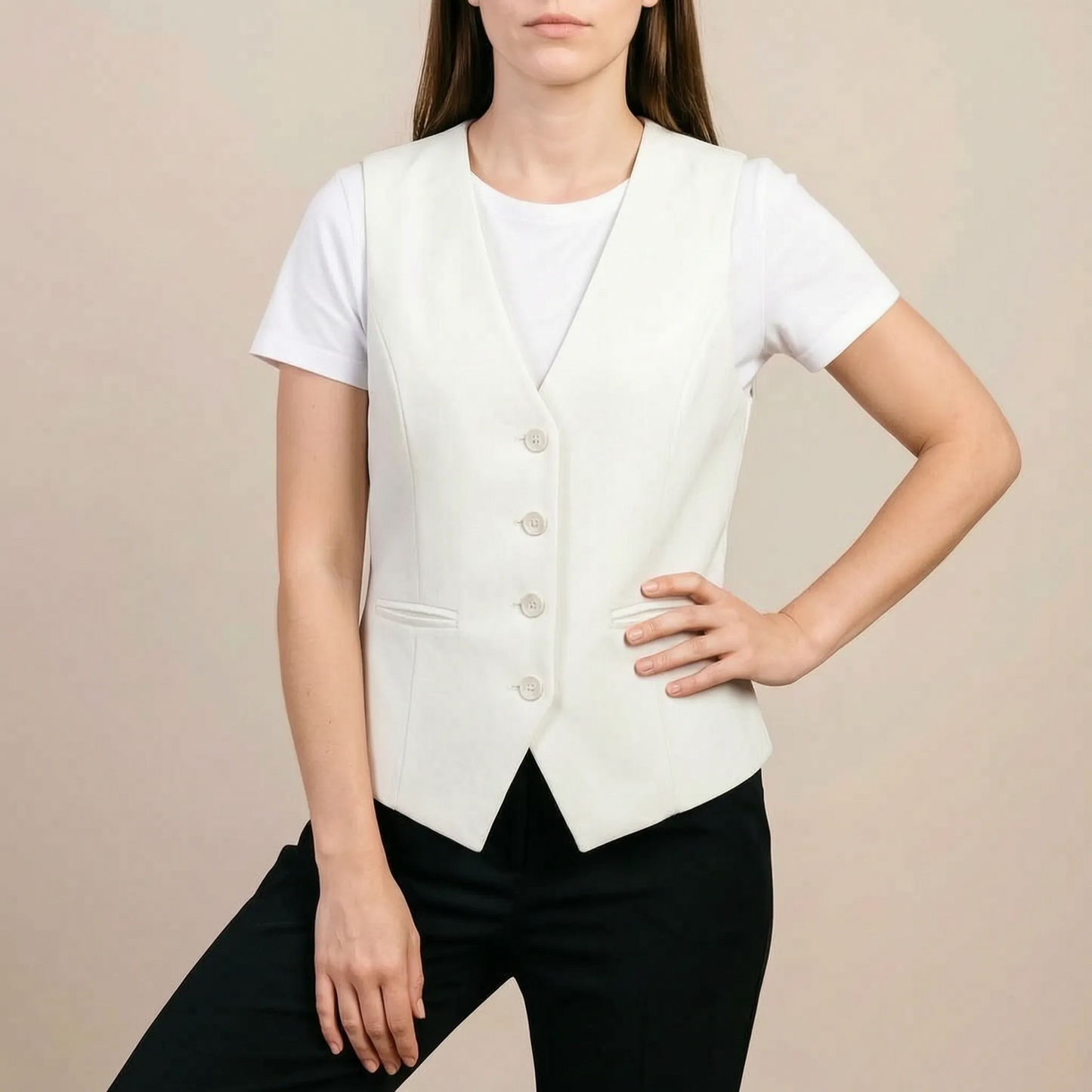 Vestira | Elegancka Taliowana Kamizelka Damska Do Stylizacji Biurowych