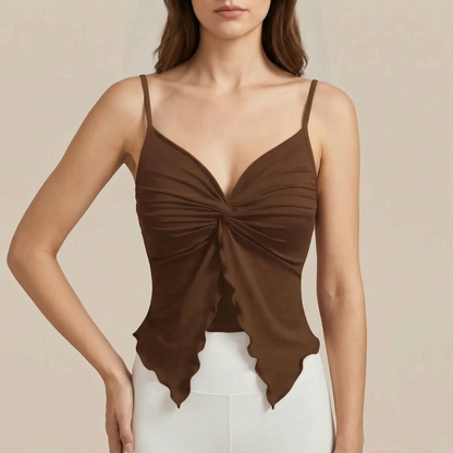 Virena | Asymetryczny Crop Top Damski Na Ramiączkach