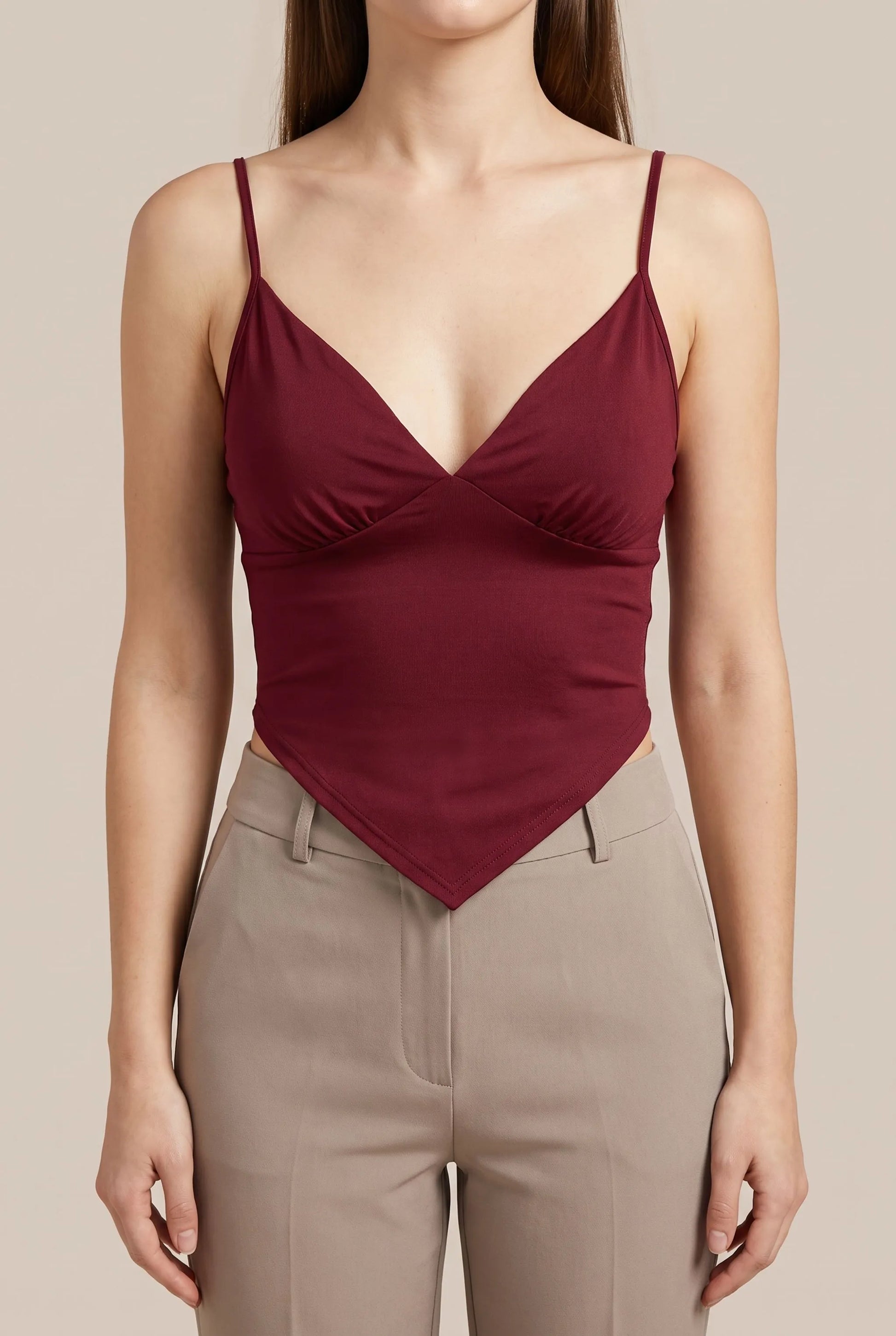 Virena | Asymetryczny Crop Top Damski Na Ramiączkach