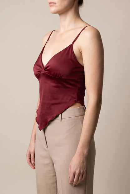 Virena | Asymetryczny Crop Top Damski Na Ramiączkach