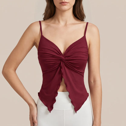 Virena | Asymetryczny Crop Top Damski Na Ramiączkach
