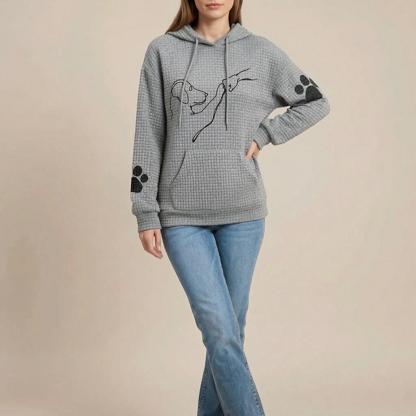 Wafflia | Teksturowana Bluza Z Kapturem Damska