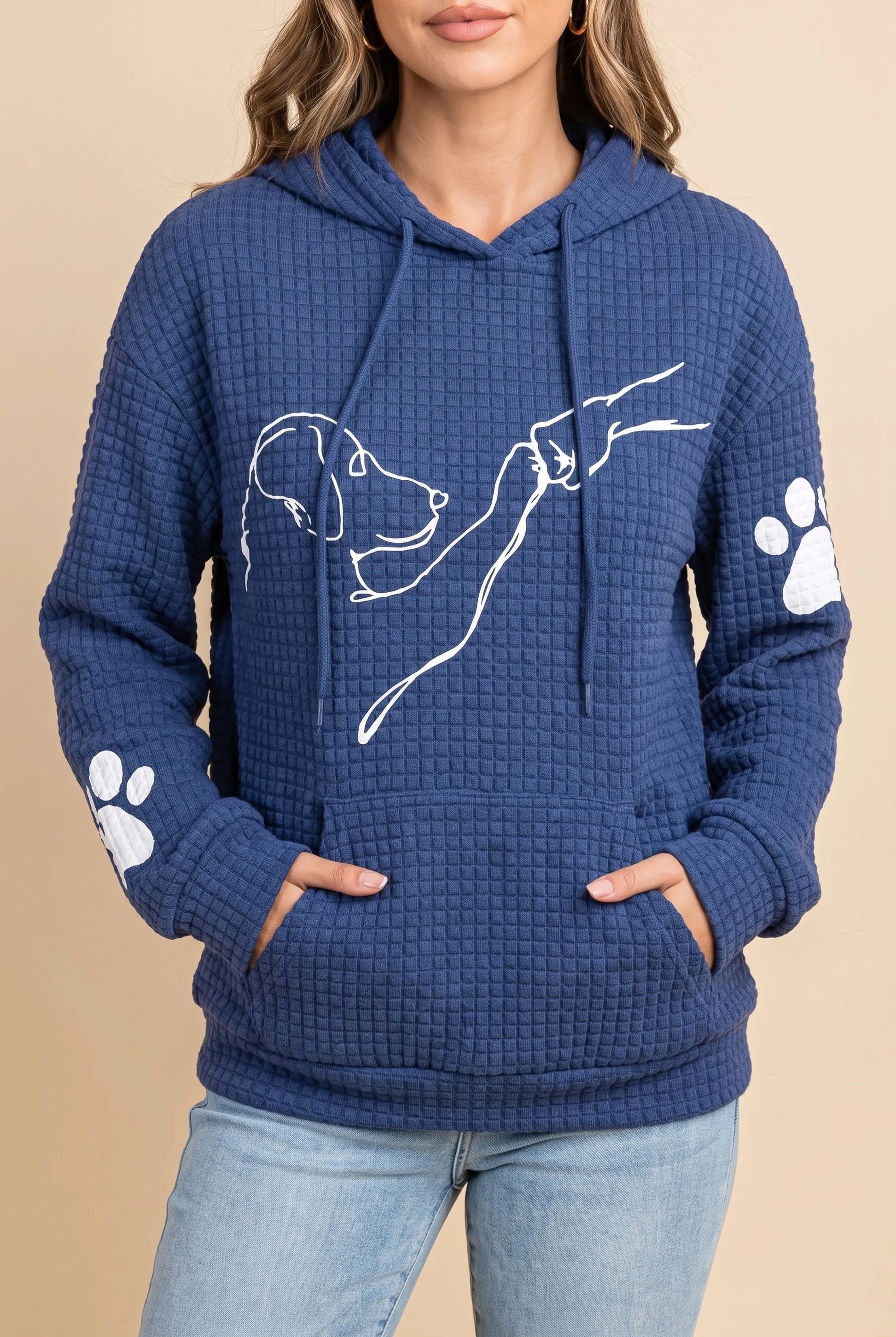 Wafflia | Teksturowana Bluza Z Kapturem Damska