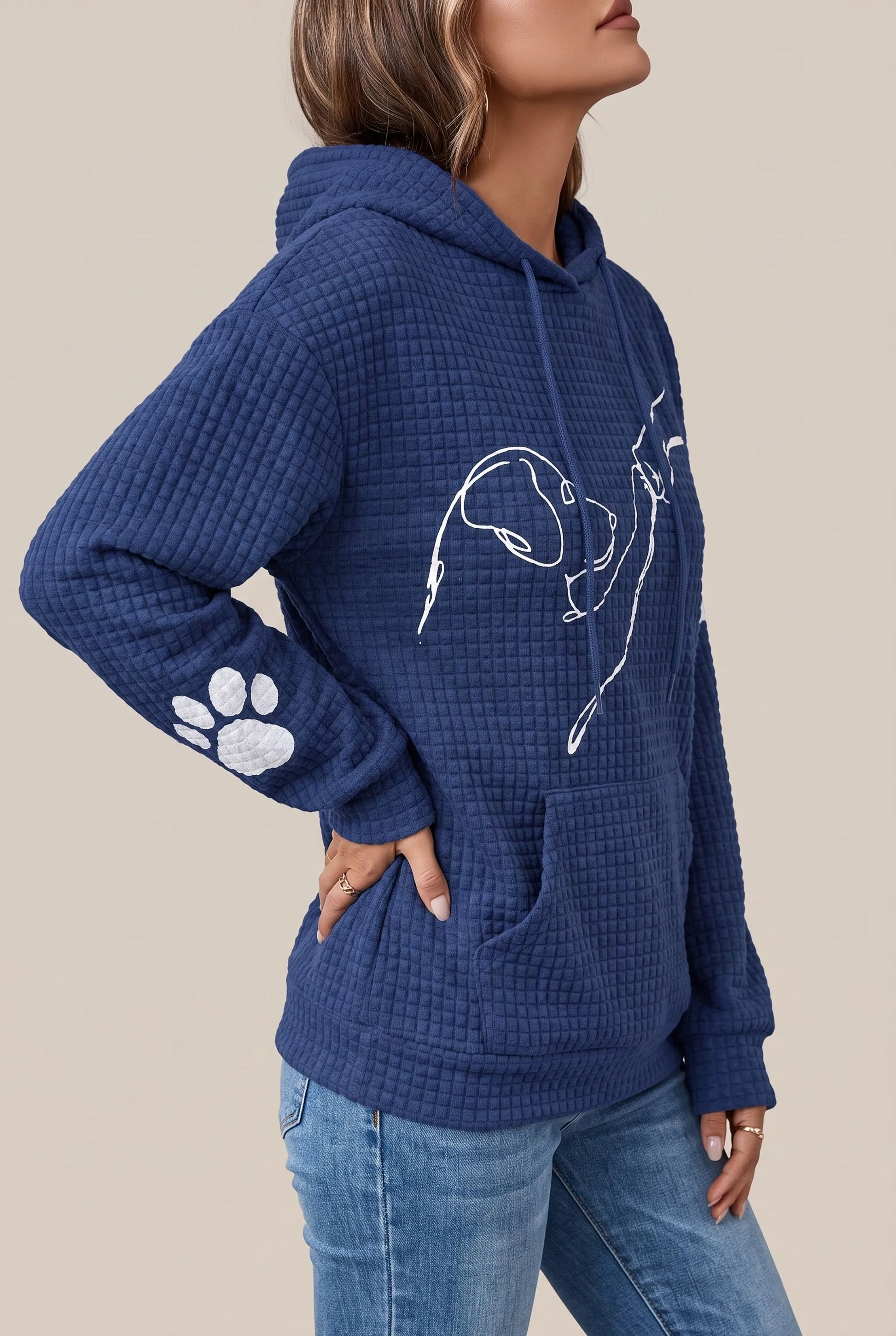 Wafflia | Teksturowana Bluza Z Kapturem Damska